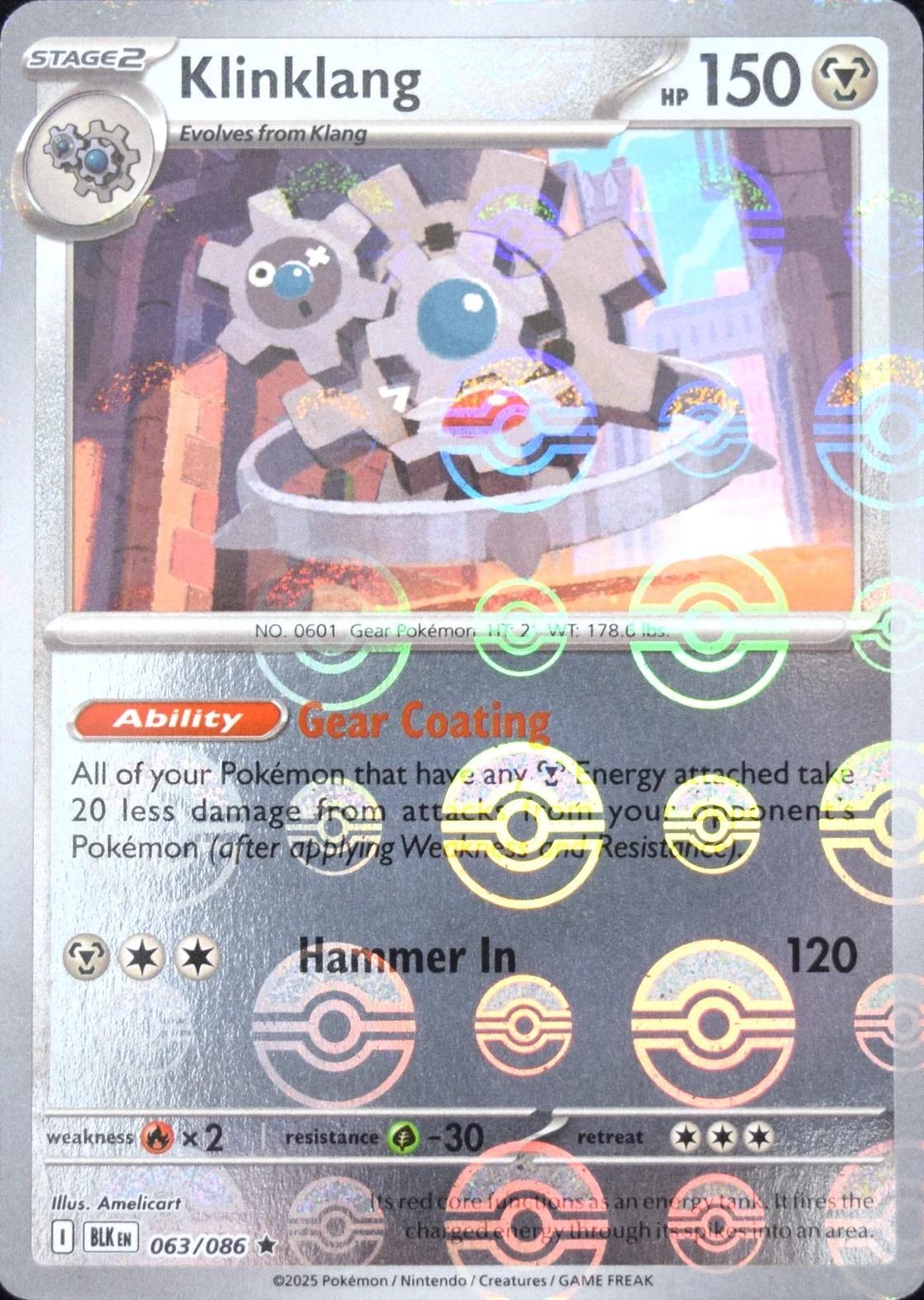 Klinklang (Poke Ball Pattern) - Holofoil 063/086 Black Bolt | Rare Pokemon Card