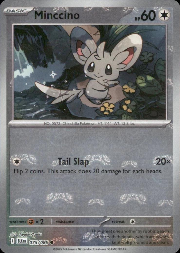 Minccino (Master Ball Pattern) - Holofoil 075/086 Black Bolt | Common Pokemon Card