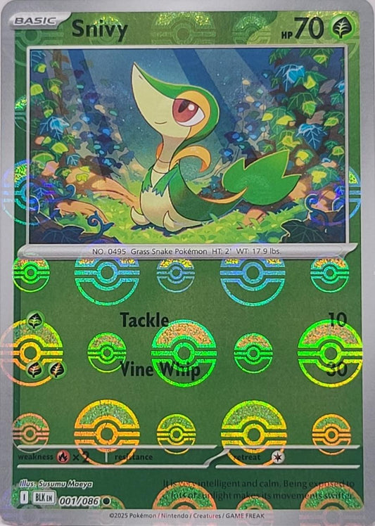 Snivy (Poke Ball Pattern) - Holofoil 001/086 Black Bolt | Common Pokemon Card