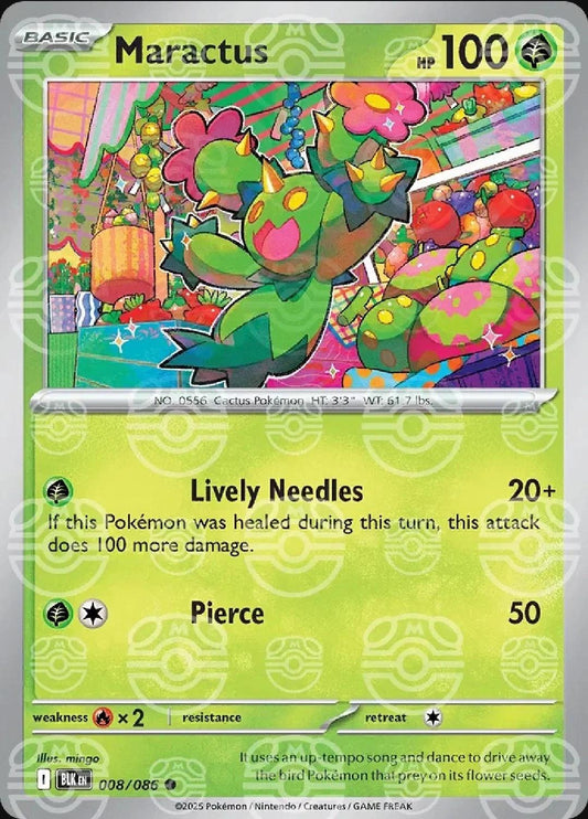 Maractus (Master Ball Pattern) - Holofoil 008/086 Black Bolt | Common Pokemon Card