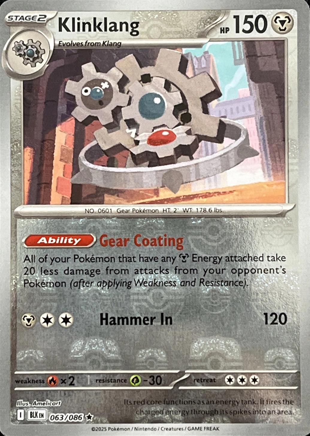 Klinklang (Master Ball Pattern) - Holofoil 063/086 Black Bolt | Rare Pokemon Card