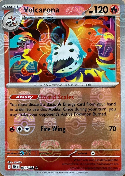 Volcarona (Master Ball Pattern) - Holofoil 016/086 Black Bolt | Rare Pokemon Card