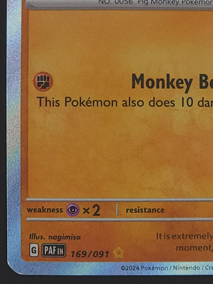 Mankey 169/091 Paldean Fates | Baby Shiny Rare Pokemon Card