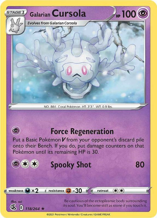 Galarian Cursola - Reverse Holofoil 118/264 Fusion Strike | Rare Pokemon Card