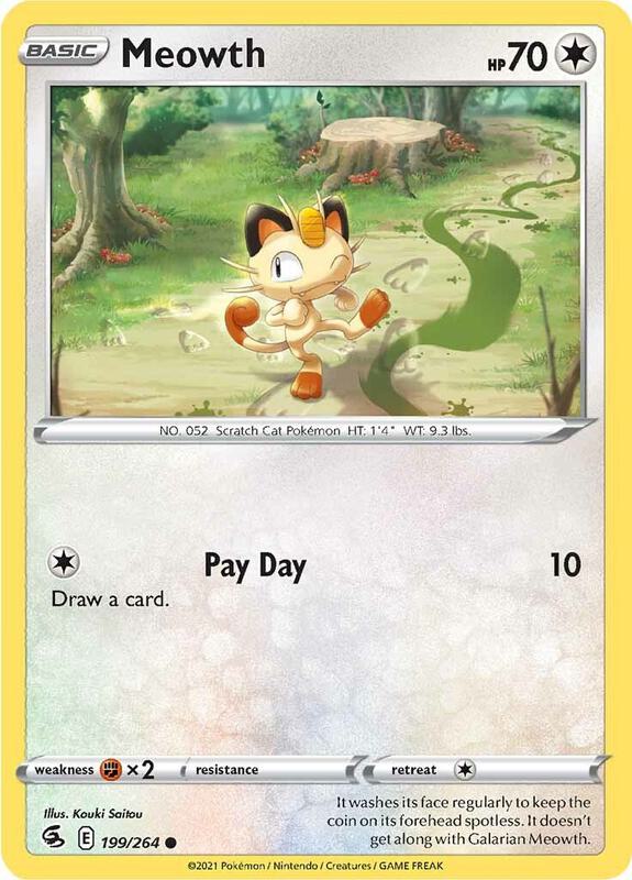 Meowth - Reverse Holofoil 199/264 Fusion Strike | Common Pokemon Card