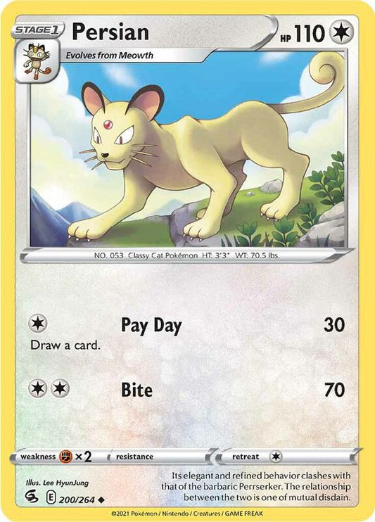 Persian - Reverse Holofoil 200/264 Fusion Strike | Uncommon Pokemon Card