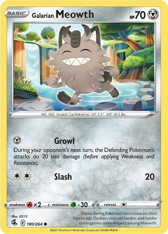 Galarian Meowth - Reverse Holofoil 180/264 Fusion Strike | Common Pokemon Card