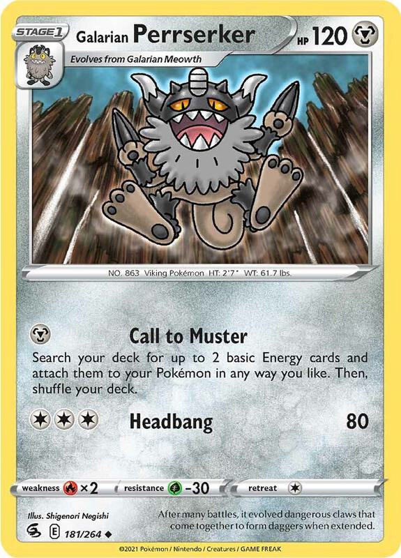 Galarian Perrserker - Reverse Holofoil 181/264 Fusion Strike | Uncommon Pokemon Card