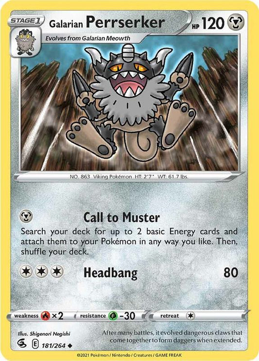 Galarian Perrserker - Normal 181/264 Fusion Strike | Uncommon Pokemon Card
