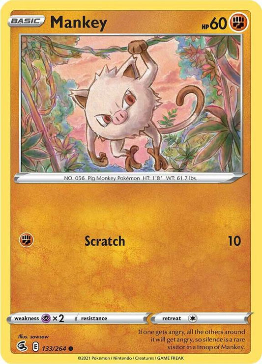Mankey - Reverse Holofoil 133/264 Fusion Strike | Common Pokemon Card
