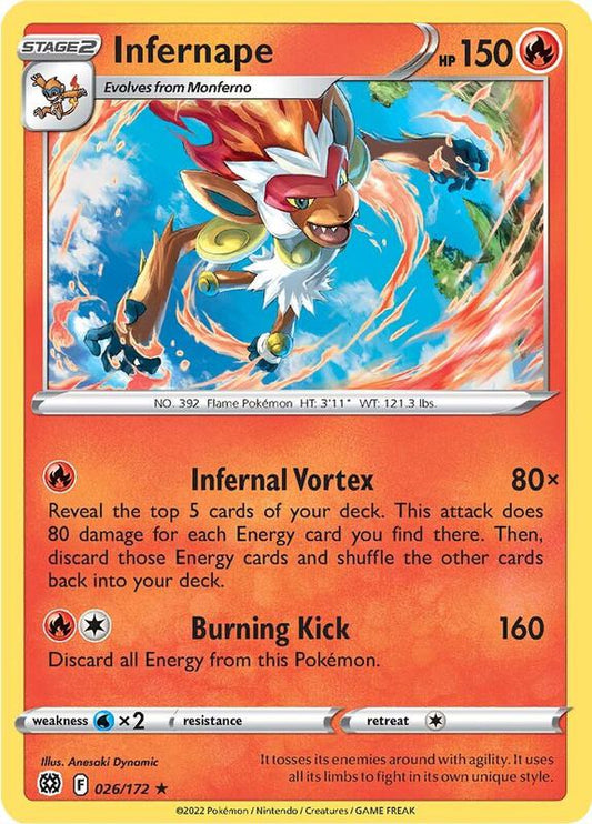 Infernape - Reverse Holofoil 026/172 Brilliant Stars | Rare Pokemon Card