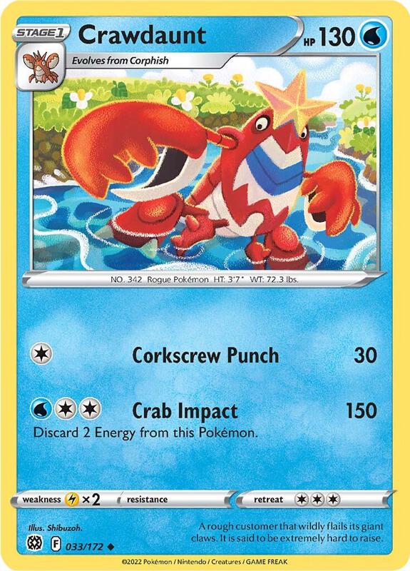 Crawdaunt - Reverse Holofoil 033/172 Brilliant Stars | Uncommon Pokemon Card