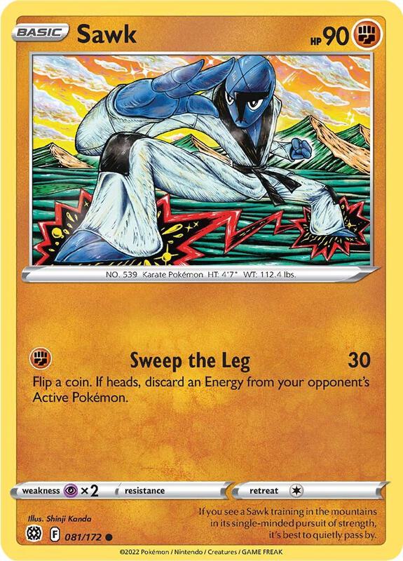 Sawk - Reverse Holofoil 081/172 Brilliant Stars | Common Pokemon Card