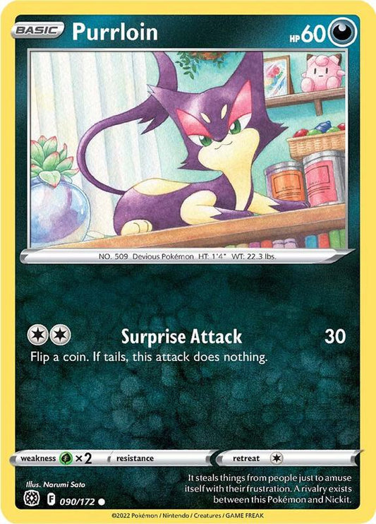 Purrloin - Reverse Holofoil 090/172 Brilliant Stars | Common Pokemon Card