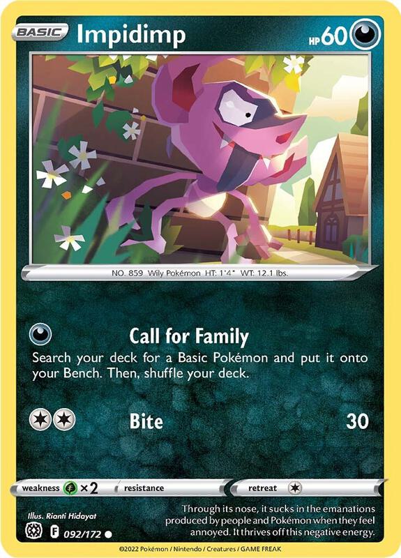 Impidimp - Reverse Holofoil 092/172 Brilliant Stars | Common Pokemon Card