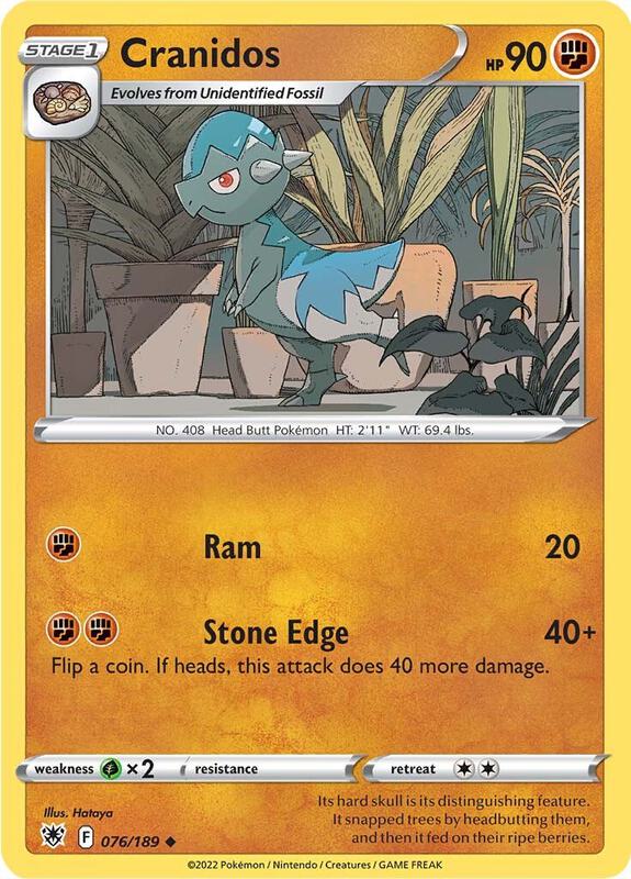 Cranidos - Reverse Holofoil 076/189 Astral Radiance | Uncommon Pokemon Card