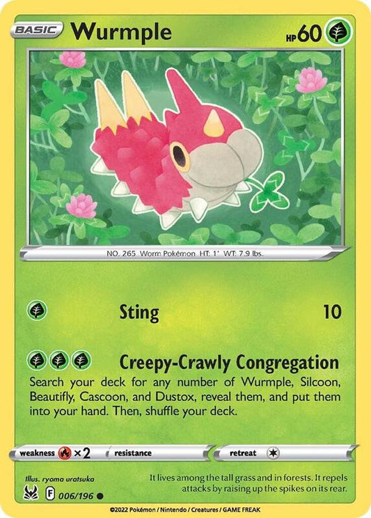 Wurmple - Reverse Holofoil 006/196 Lost Origin | Common Pokemon TCG PokePursuitTCG
