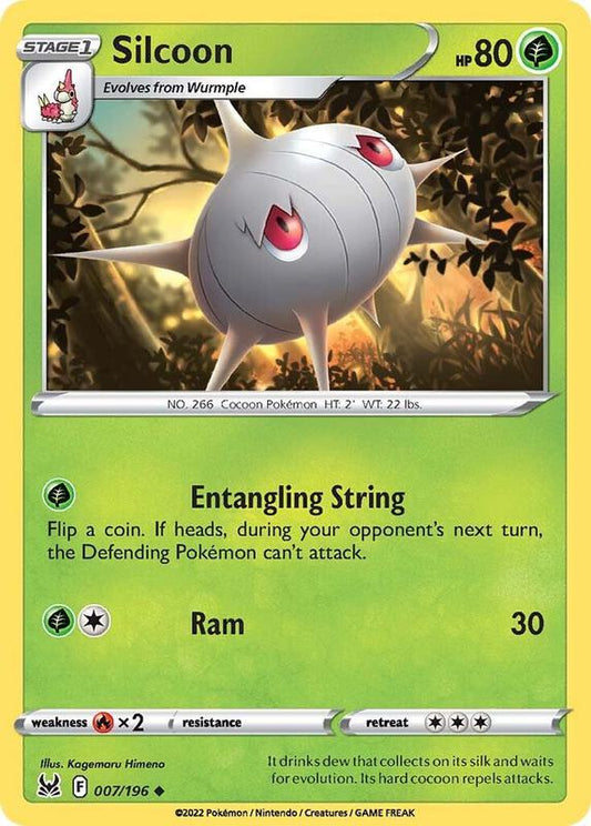 Silcoon - Reverse Holofoil 007/196 Lost Origin | Uncommon Pokemon TCG PokePursuitTCG