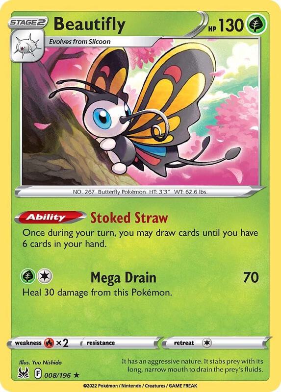 Beautifly - Holofoil 008/196 Lost Origin | Rare Pokemon TCG PokePursuitTCG