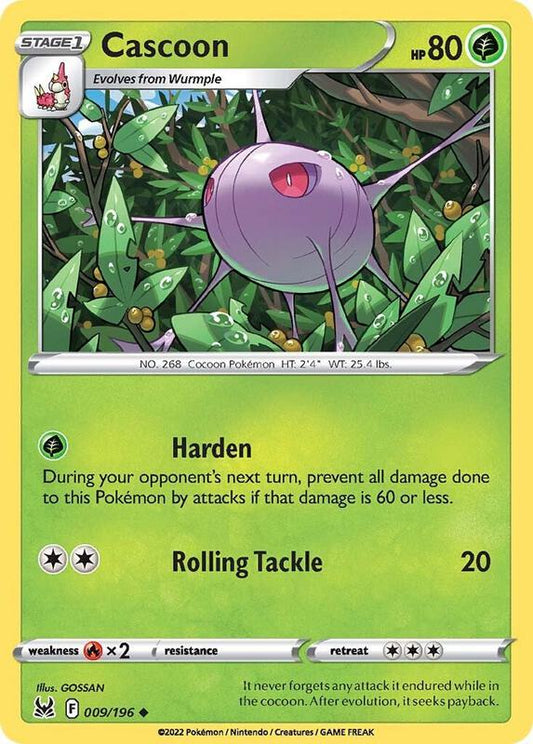 Cascoon - Normal 009/196 Lost Origin | Uncommon Pokemon TCG PokePursuitTCG