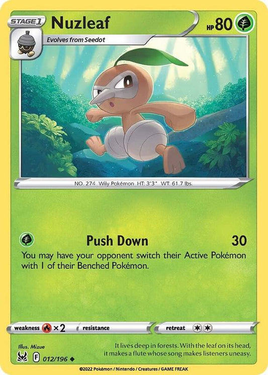 Nuzleaf - Reverse Holofoil 012/196 Lost Origin | Uncommon Pokemon TCG PokePursuitTCG