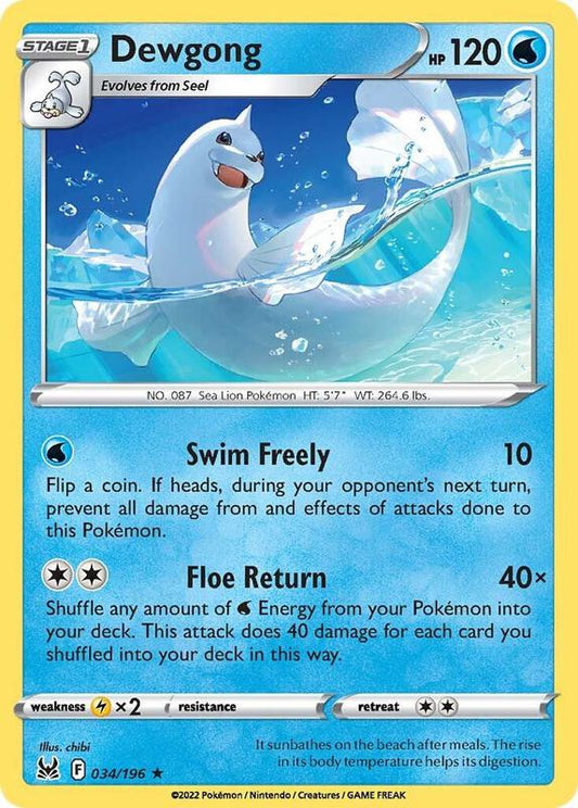 Dewgong - Normal 034/196 Lost Origin | Rare Pokemon TCG PokePursuitTCG
