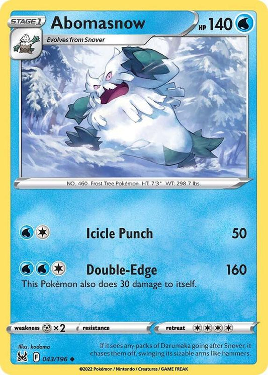 Abomasnow - Reverse Holofoil 043/196 Lost Origin | Uncommon Pokemon TCG PokePursuitTCG