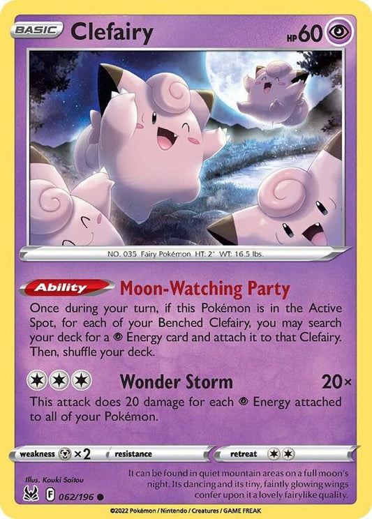 Clefairy - Reverse Holofoil 062/196 Lost Origin | Common Pokemon TCG PokePursuitTCG