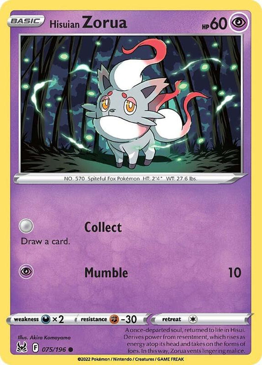 Hisuian Zorua - Reverse Holofoil 075/196 Lost Origin | Common Pokemon TCG PokePursuitTCG