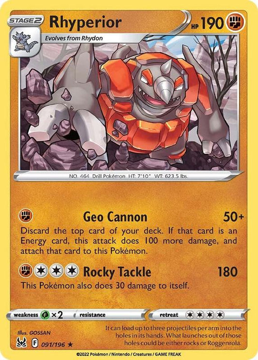 Rhyperior - Normal 091/196 Lost Origin | Rare Pokemon TCG PokePursuitTCG