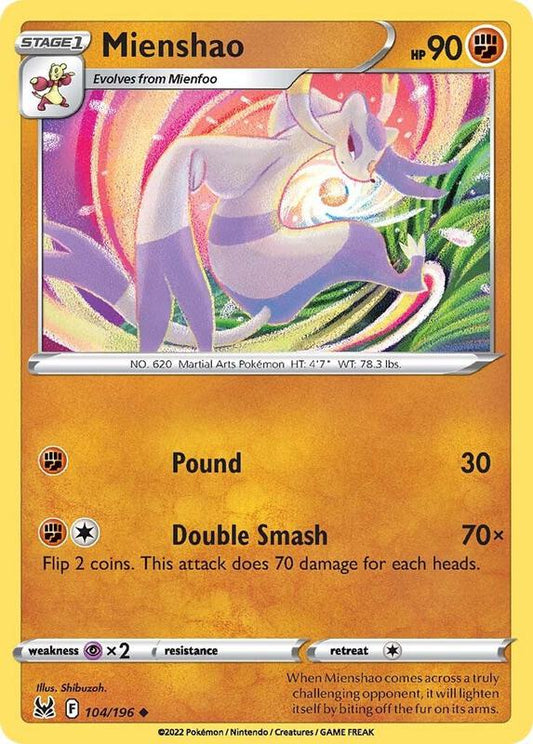 Mienshao - Reverse Holofoil 104/196 Lost Origin | Uncommon Pokemon TCG PokePursuitTCG