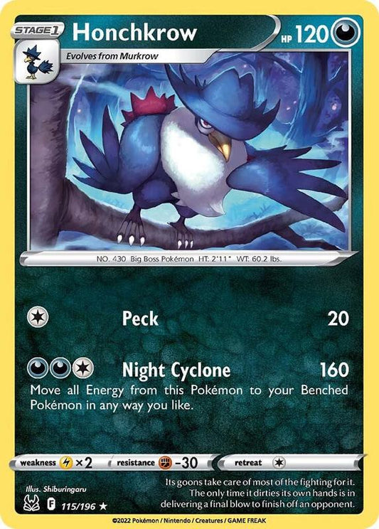 Honchkrow - Normal 115/196 Lost Origin | Rare Pokemon TCG PokePursuitTCG