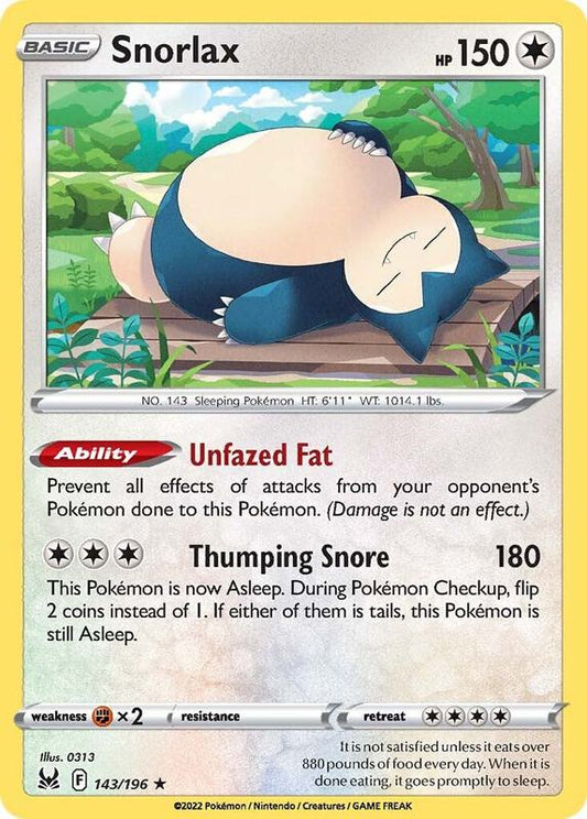 Snorlax - Holofoil 143/196 Lost Origin | Rare Pokemon TCG PokePursuitTCG