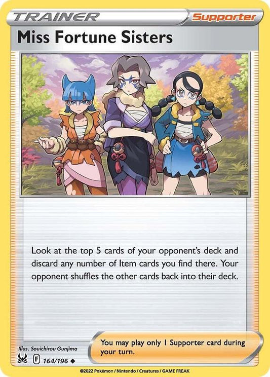 Miss Fortune Sisters - Reverse Holofoil 164/196 Lost Origin | Uncommon Trainer TCG PokePursuitTCG