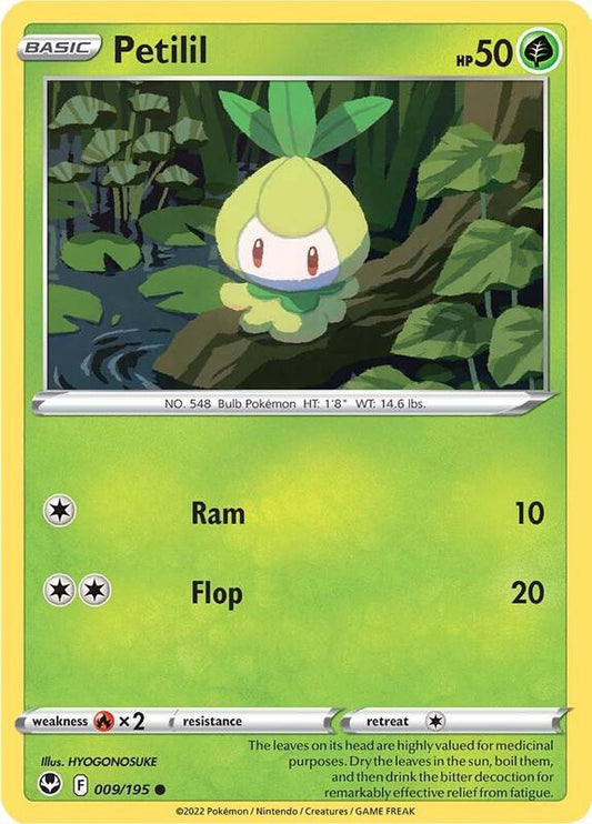 Petilil - Reverse Holofoil 009/195 Silver Tempest | Common Pokemon Card