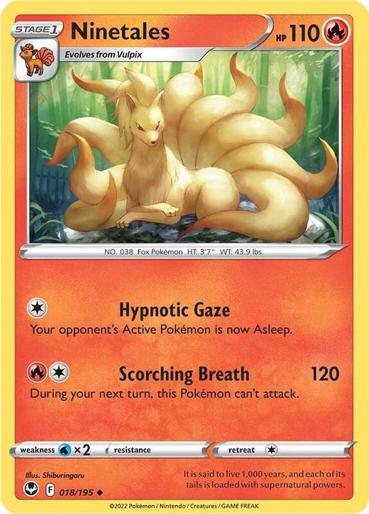 Ninetales - Reverse Holofoil 018/195 Silver Tempest | Uncommon Pokemon Card