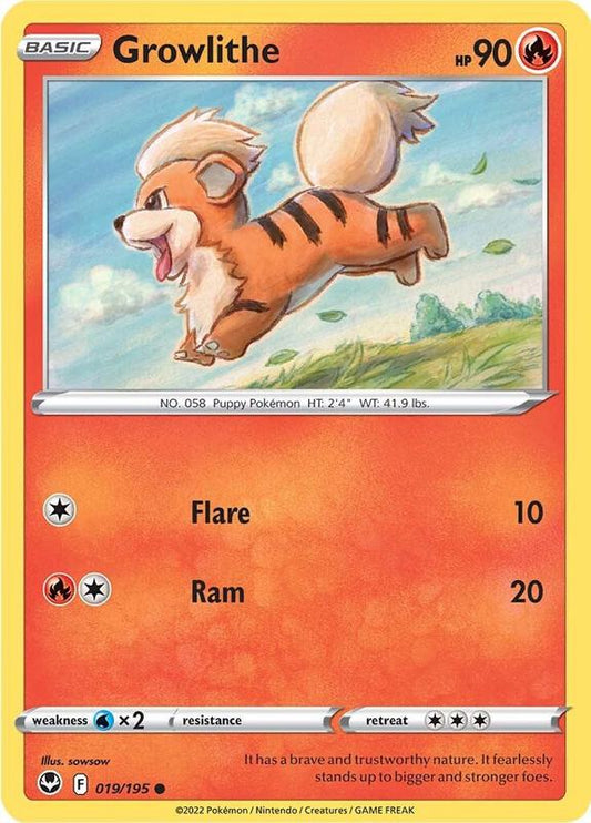 Growlithe - Reverse Holofoil 019/195 Silver Tempest | Common Pokemon Card