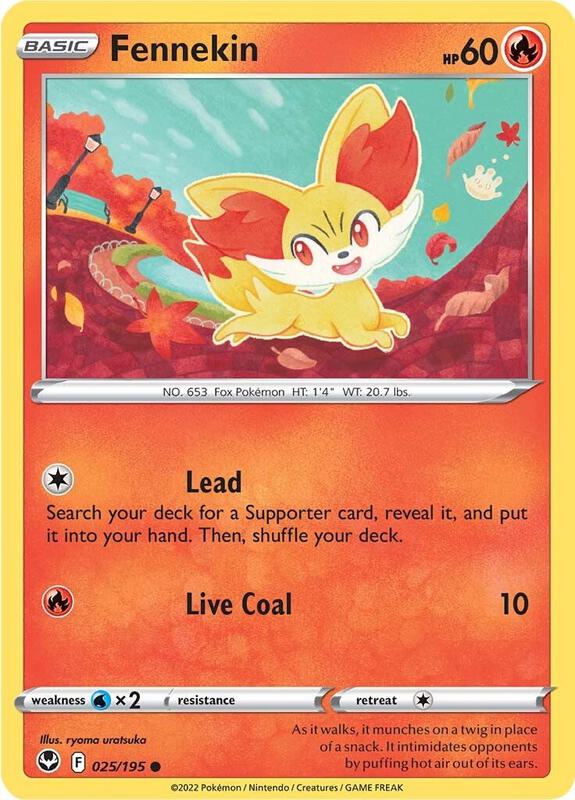 Fennekin - Reverse Holofoil 025/195 Silver Tempest | Common Pokemon Card