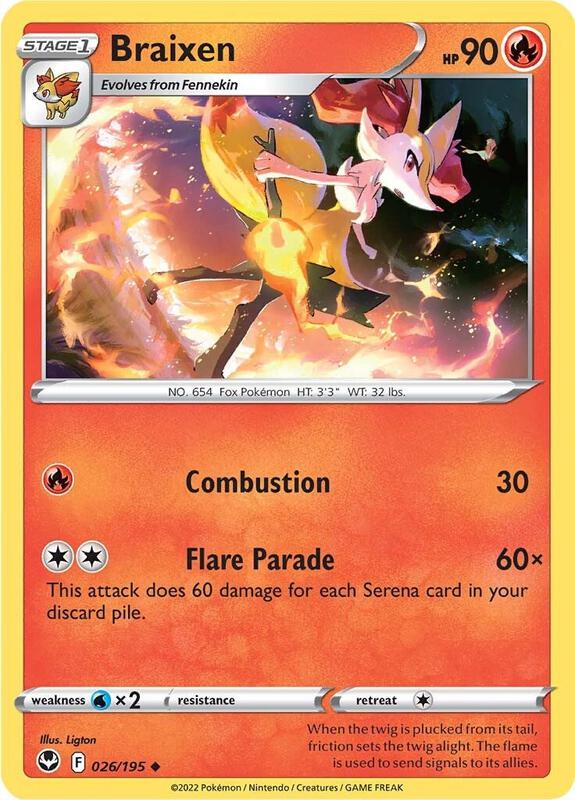 Braixen - Reverse Holofoil 026/195 Silver Tempest | Uncommon Pokemon Card
