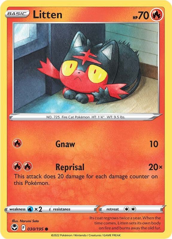 Litten - Reverse Holofoil 030/195 Silver Tempest | Common Pokemon Card