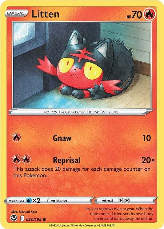 Litten - Reverse Holofoil 030/195 Silver Tempest | Common Pokemon Card