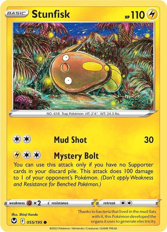 Stunfisk - Reverse Holofoil 055/195 Silver Tempest | Common Pokemon Card