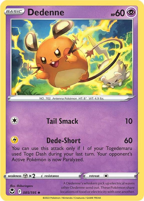 Dedenne - Reverse Holofoil 085/195 Silver Tempest | Uncommon Pokemon Card