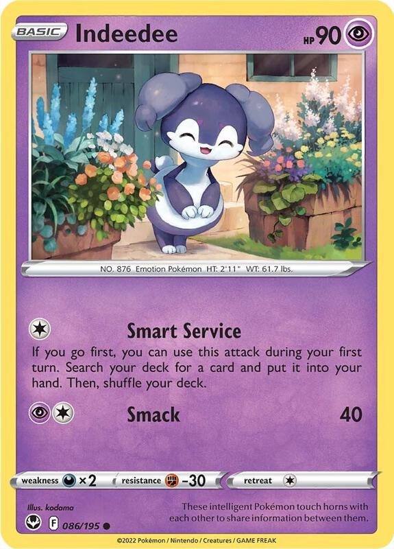 Indeedee - Reverse Holofoil 086/195 Silver Tempest | Common Pokemon Card
