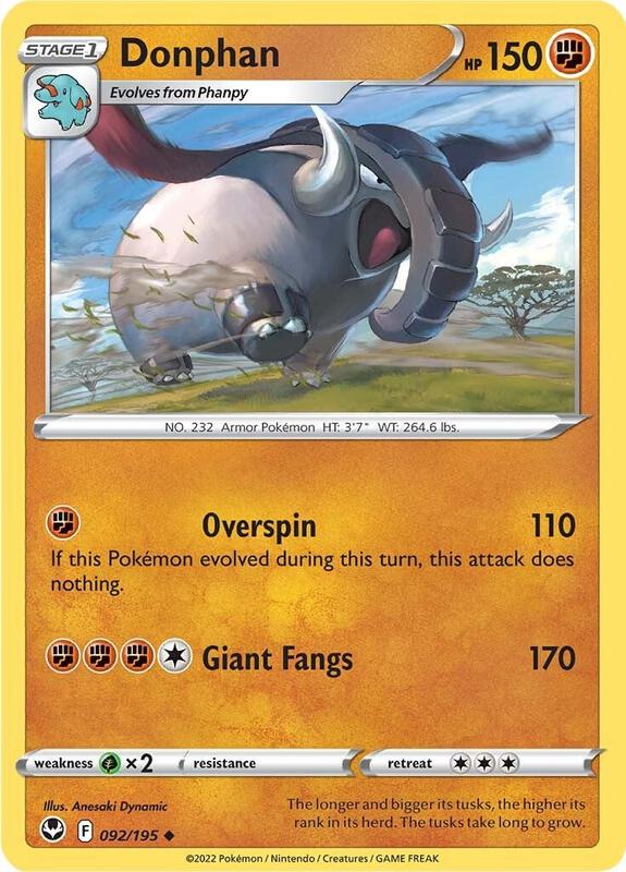 Donphan - Reverse Holofoil 092/195 Silver Tempest | Uncommon Pokemon Card