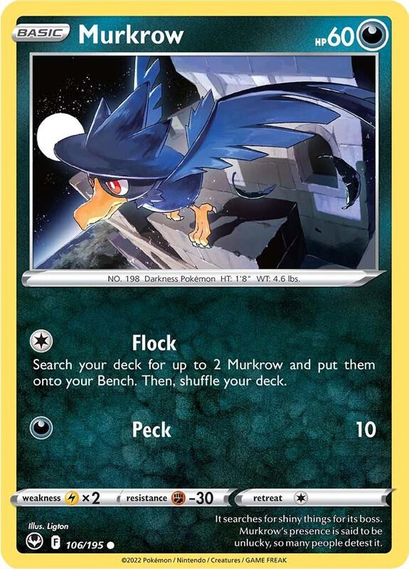 Murkrow - Reverse Holofoil 106/195 Silver Tempest | Common Pokemon Card
