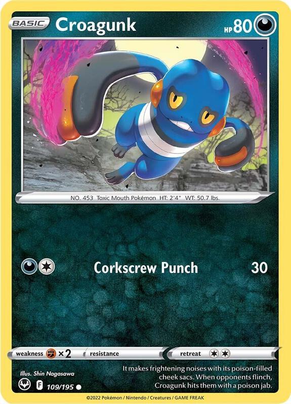 Croagunk - Reverse Holofoil 109/195 Silver Tempest | Common Pokemon Card