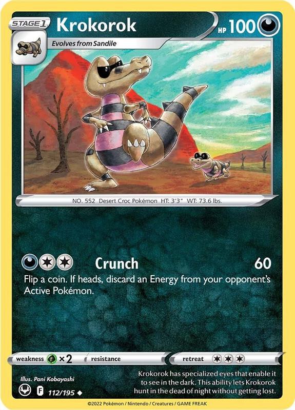 Krokorok - Reverse Holofoil 112/195 Silver Tempest | Uncommon Pokemon Card