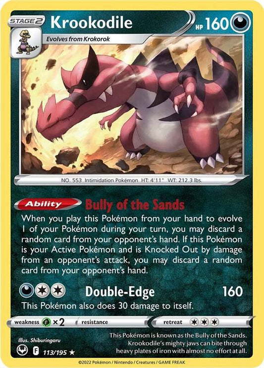 Krookodile - Reverse Holofoil 113/195 Silver Tempest | Rare Pokemon Card
