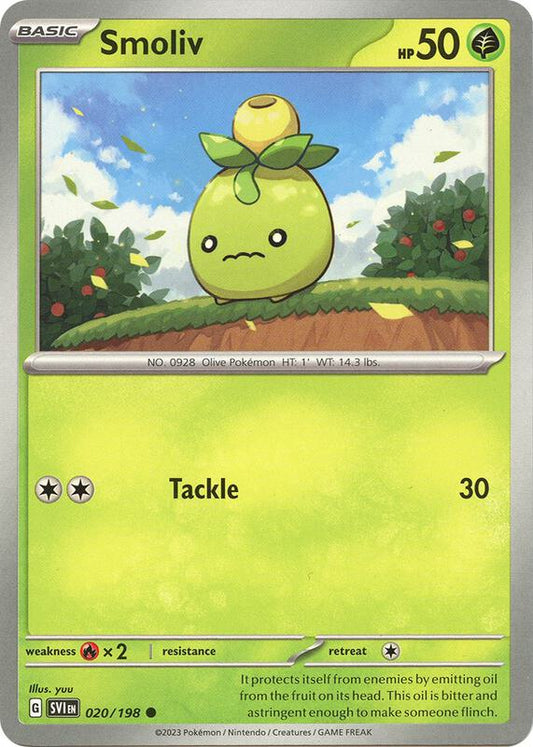 Smoliv - 020/198 - Reverse Holofoil 020/198 Scarlet & Violet | Common Pokemon Card